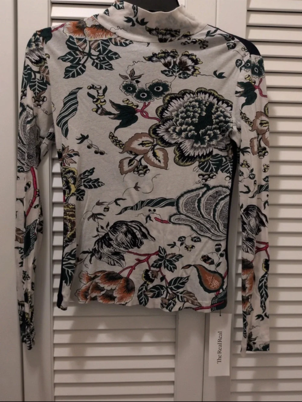 Tory Burch Floral Mock Neck Long Sleeve Top - Multicolor